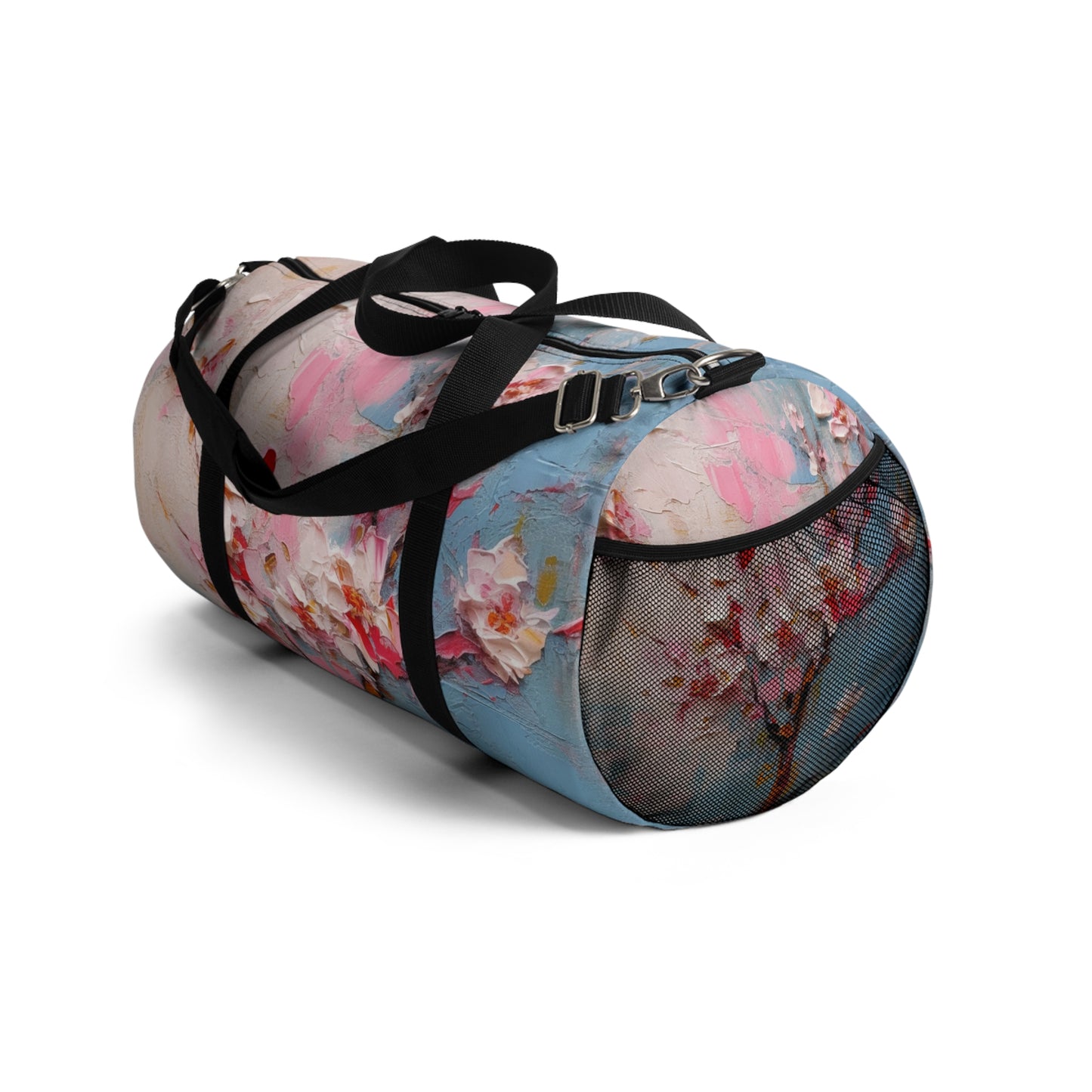 Abstract Backgrounds Duffel Bag: Tranquil Hues and Cherry Blossom Charm