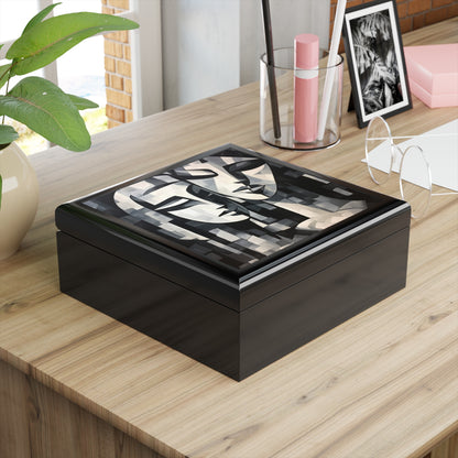 Abstract Oil Paint Jewelry Box: Cubist Artistry in a Portable Masterpiece