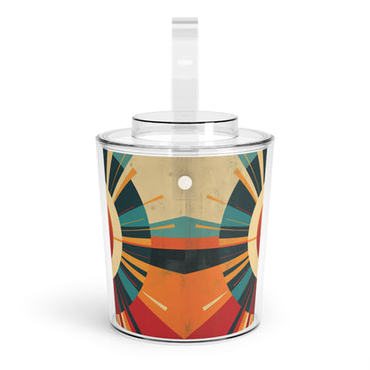 Minimalist Sunshine: Midcentury Modern Sun Ice Bucket with Tongs