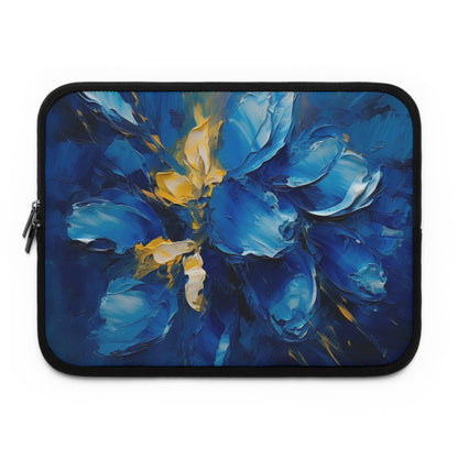 Abstract Wallpaper Memory Foam Laptop Sleeve: Immersive Floral Beauty with Blue Orchid Motif