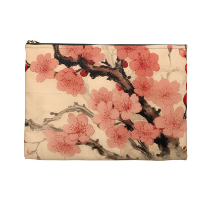 Floral Fusion: Accessory Pouch Merging Cherry Blossom Beauty and Artistic Flower Drawings