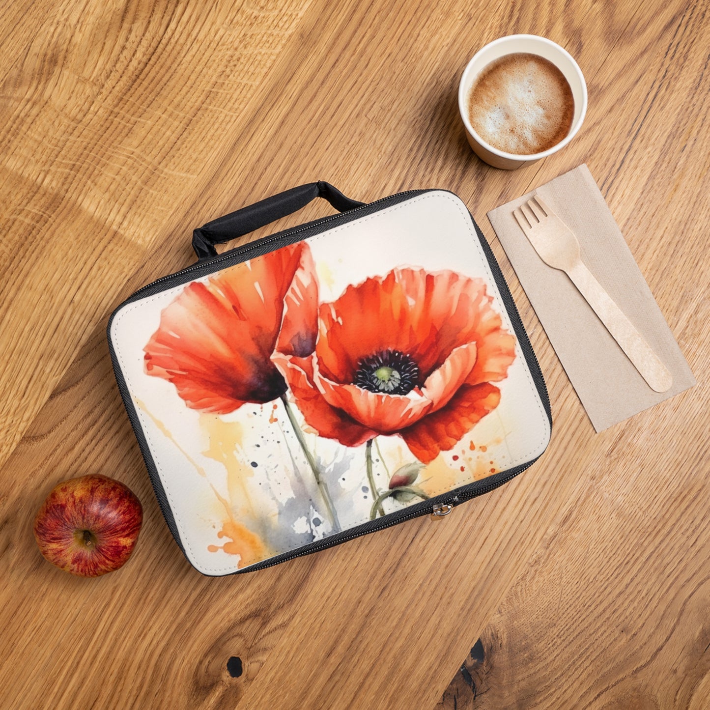 Whimsical Poppy Flower Watercolor Lunch Bag: An Artistic Delight