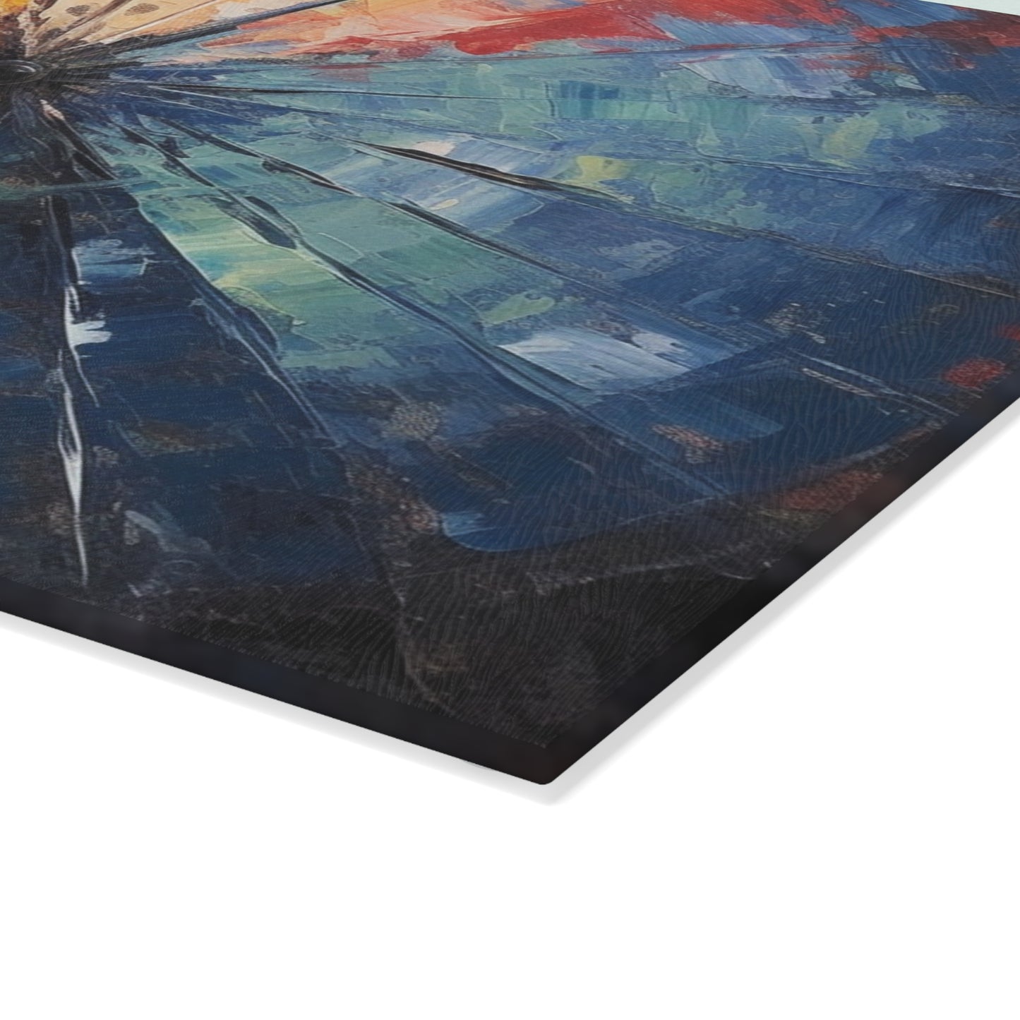 Abstract Art Glass Cutting Board: Japanese Umbrella, A Reflection of Creativity