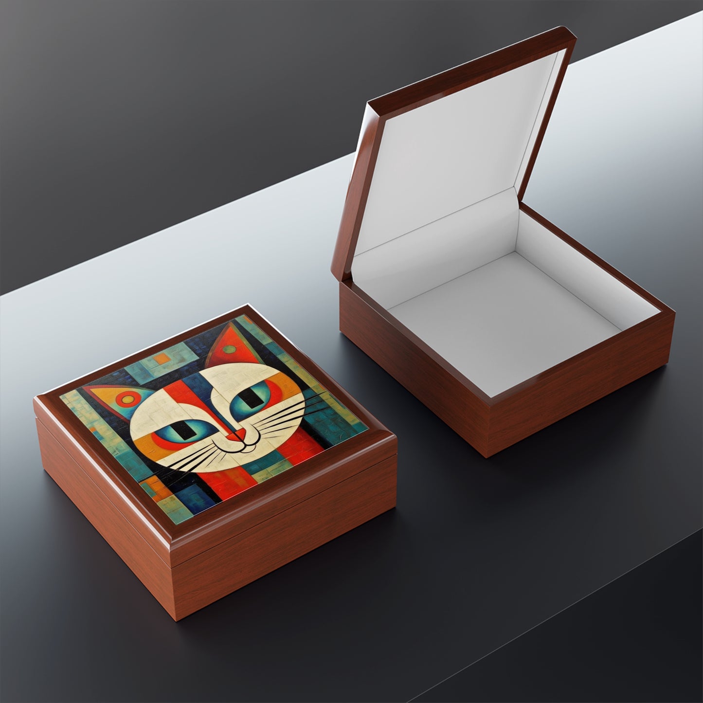 Artistic Vintage Vibes: Picasso-Inspired Midcentury Modern Jewelry Box for Retro Fashion