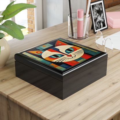 Artistic Vintage Vibes: Picasso-Inspired Midcentury Modern Jewelry Box for Retro Fashion