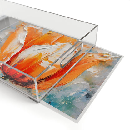 Acrylic Serving Tray with Vibrant Orange Tulip: Embrace the Beauty of Nature