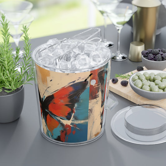 Ice Bucket with Tongs with Bauhaus-Inspired Butterfly: Embrace the Subtle Elegance of Nature