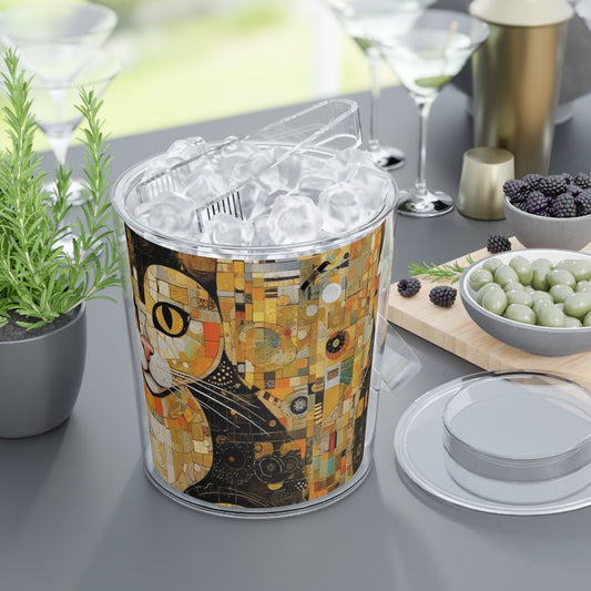 Modern Art Fusion: Vienna Secession Ice Bucket with Tongs