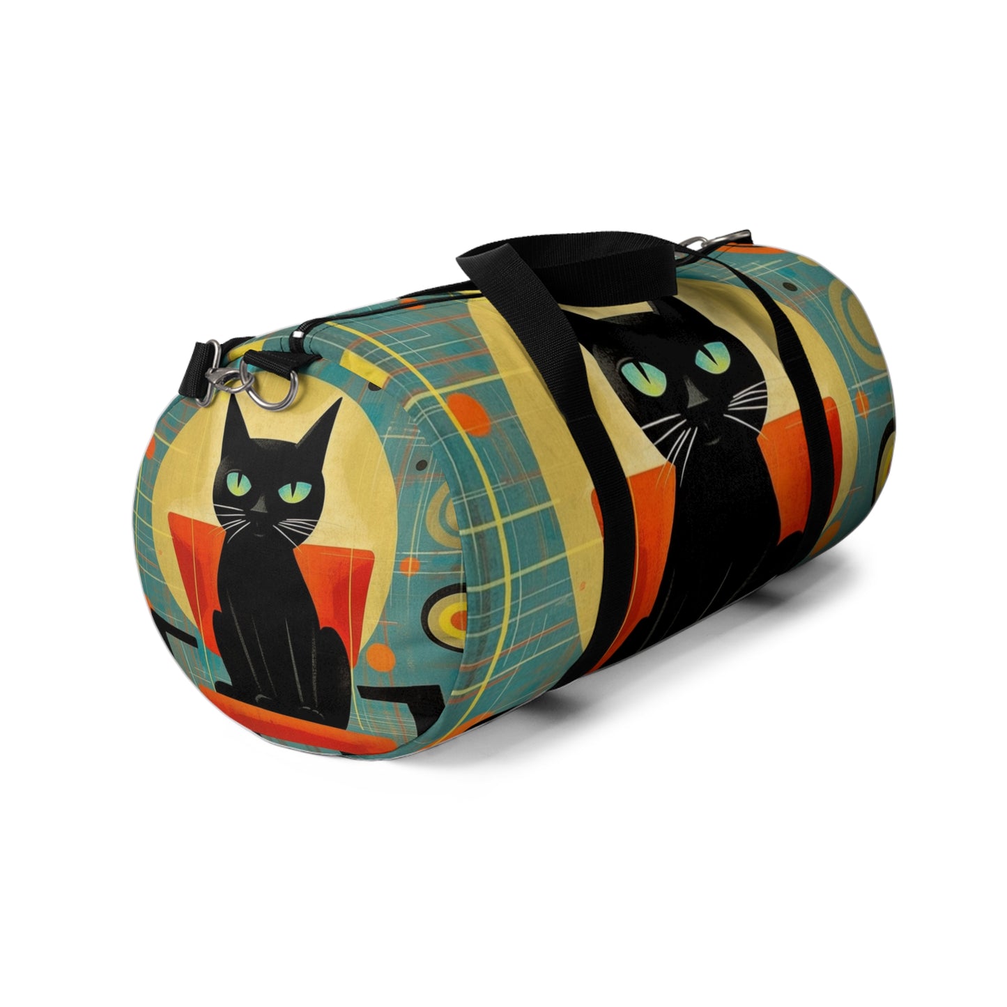 Abstract Cat Expressions: Modern Art-Inspired Midcentury Modern Duffel bag with Timeless Atomic Age Design