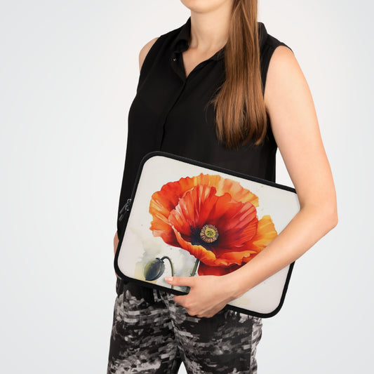 Stunning Poppy Flower Watercolor Laptop Sleeve: A Blossoming Experience