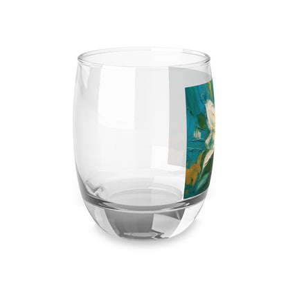 Floral Symphony: Whiskey Glass featuring an Abstract Oil Painting of Jasmine