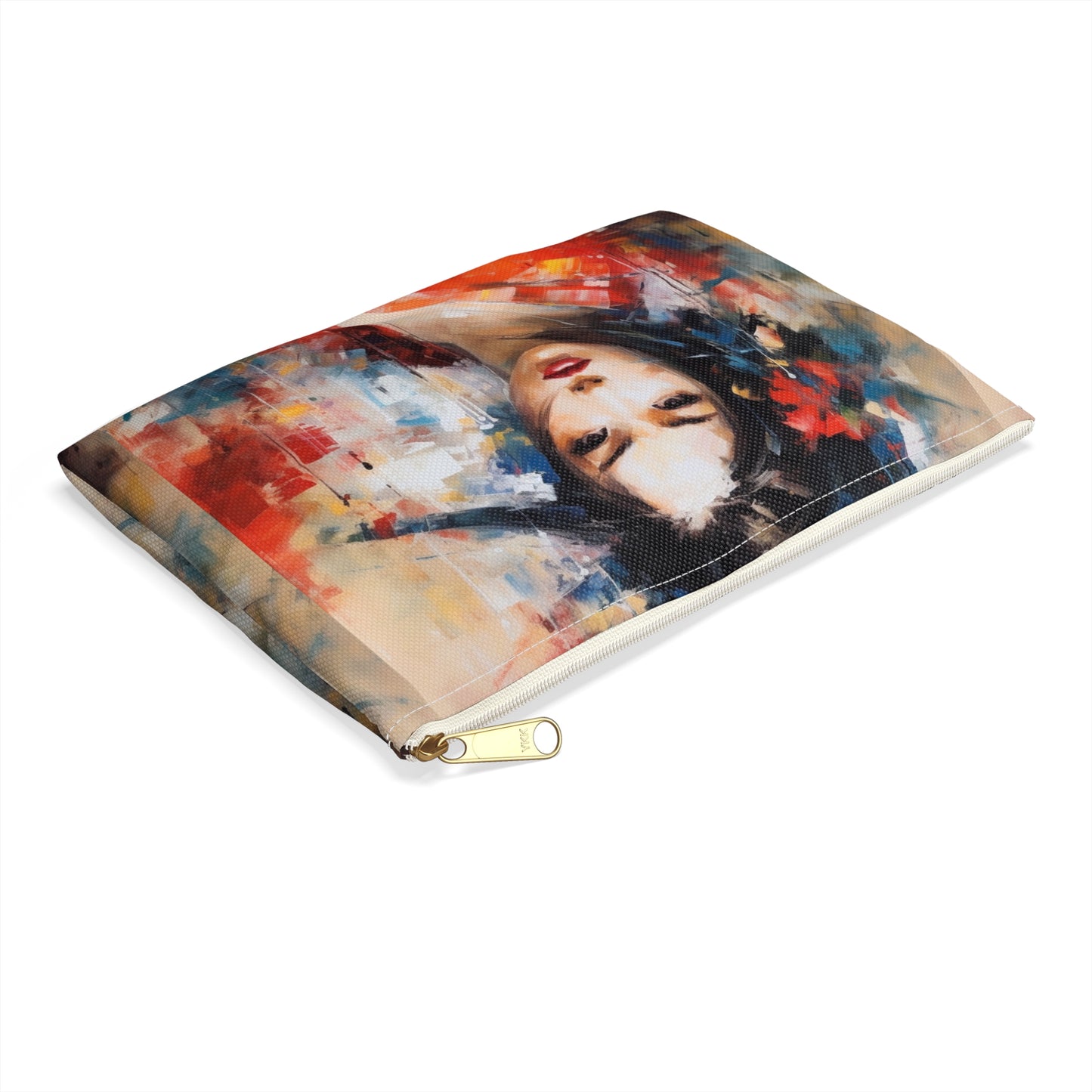 Abstract Geisha Art Accessory Pouch: Captivating Brushstrokes in a Japanese Aesthetic