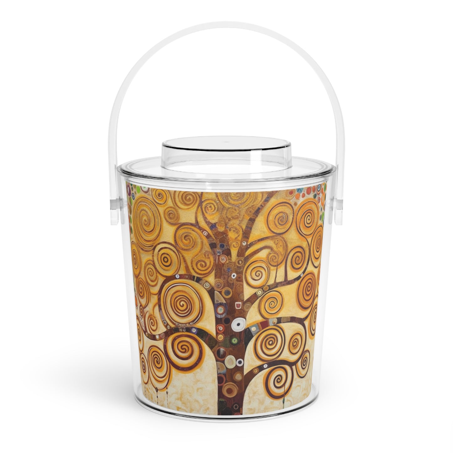 Captivating Artistry: The Tree of Life Ice Bucket with Tongs, Inspired by Gustav Klimt's Timeless Masterpiece