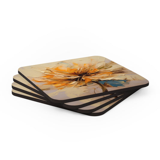 A Brush of Nature's Elegance: Corkwood Coaster Set for Artistic Flower Lovers