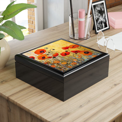 Elevate Your Sip: Jewelry Box Adorned with Gustav Klimt's Poppies