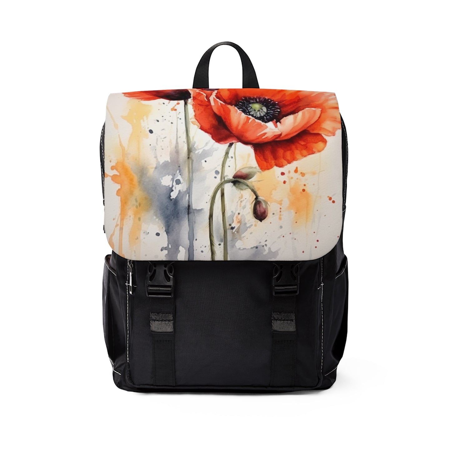 Whimsical Poppy Flower Watercolor Unisex Casual Shoulder Backpack: An Artistic Delight