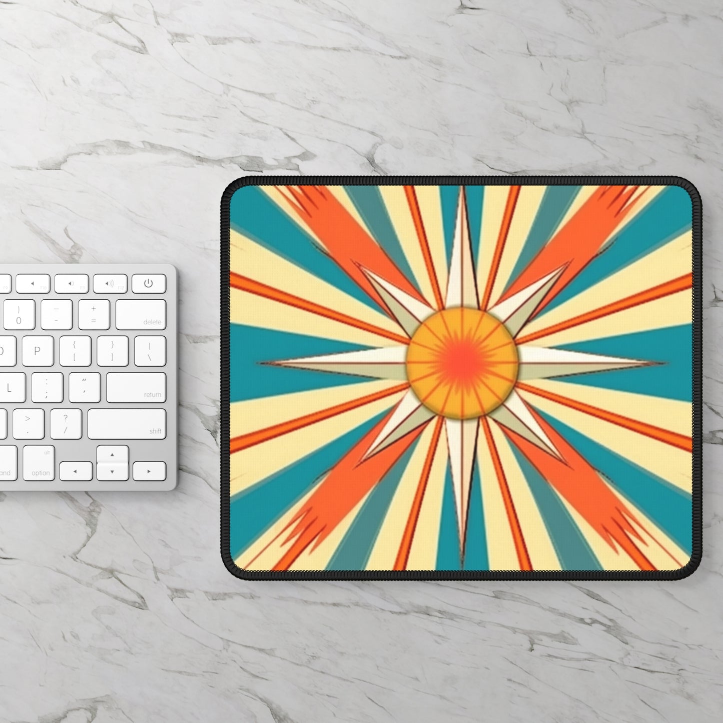 Midcentury Modern Chic: Starburst Candy Colored Gaming Mouse Pad with Abstract Art Influences