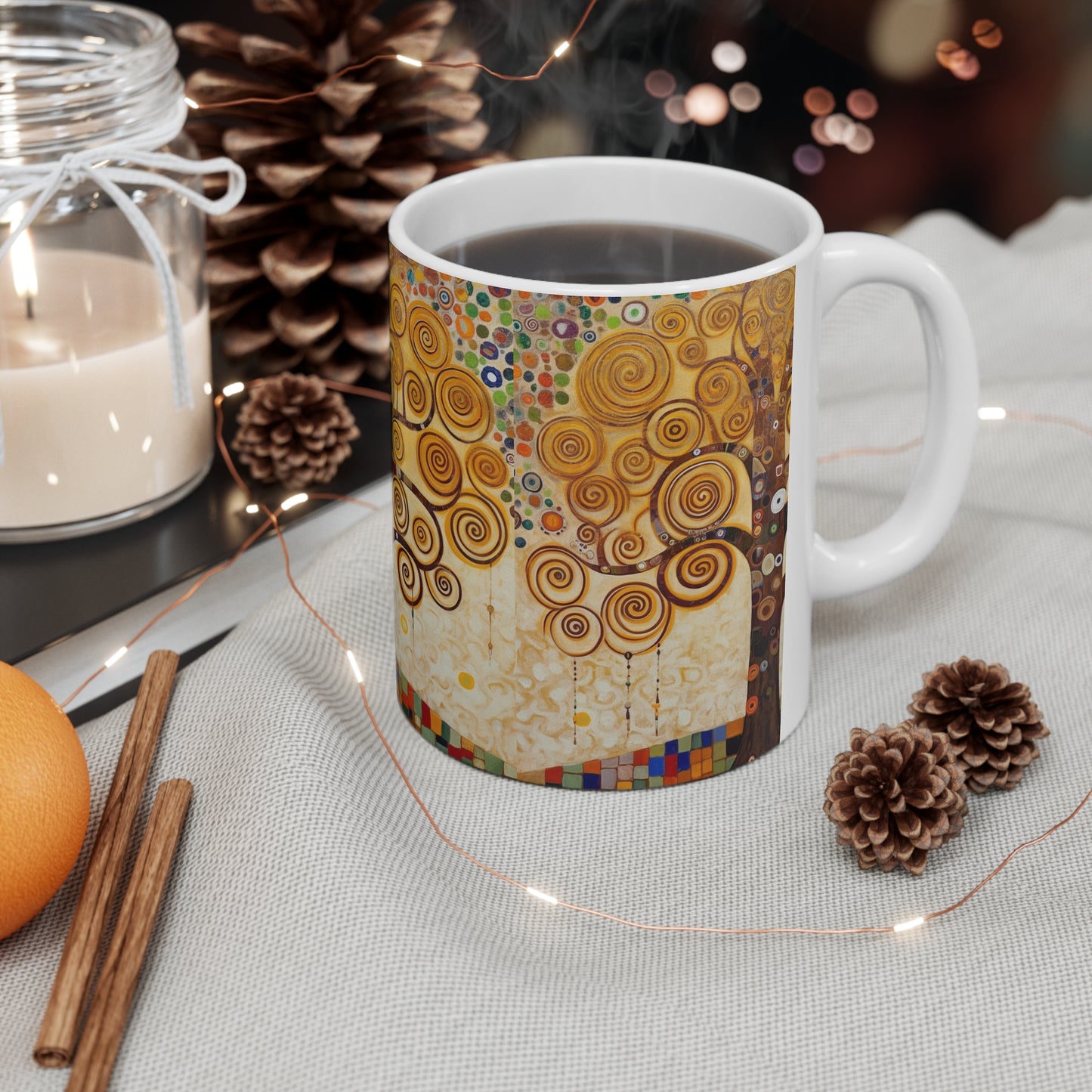 Captivating Artistry: The Tree of Life Ceramic Mug, Inspired by Gustav Klimt's Timeless Masterpiece