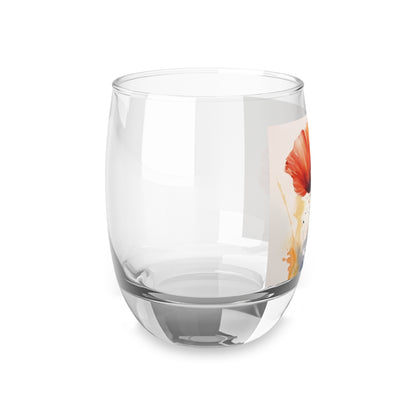 Whimsical Poppy Flower Watercolor Whiskey Glass: An Artistic Delight