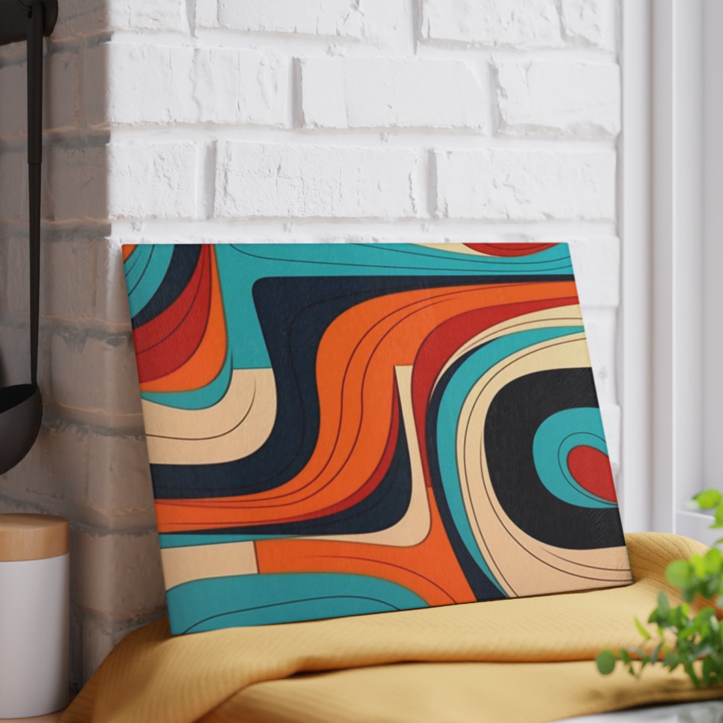 Midcentury Abstractions: Abstract-Inspired Glass Cutting Board for Atomic Age Design