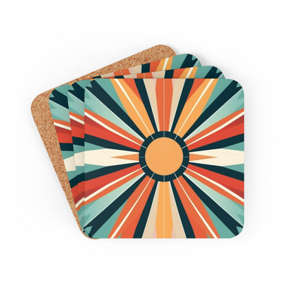 Starburst Corkwood Coaster Set in Atomic Age and Midcentury Modern Design