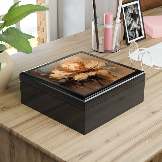 Artistic Fusion: Jewelry Box Infused with Tan Hua-Inspired Abstract Art