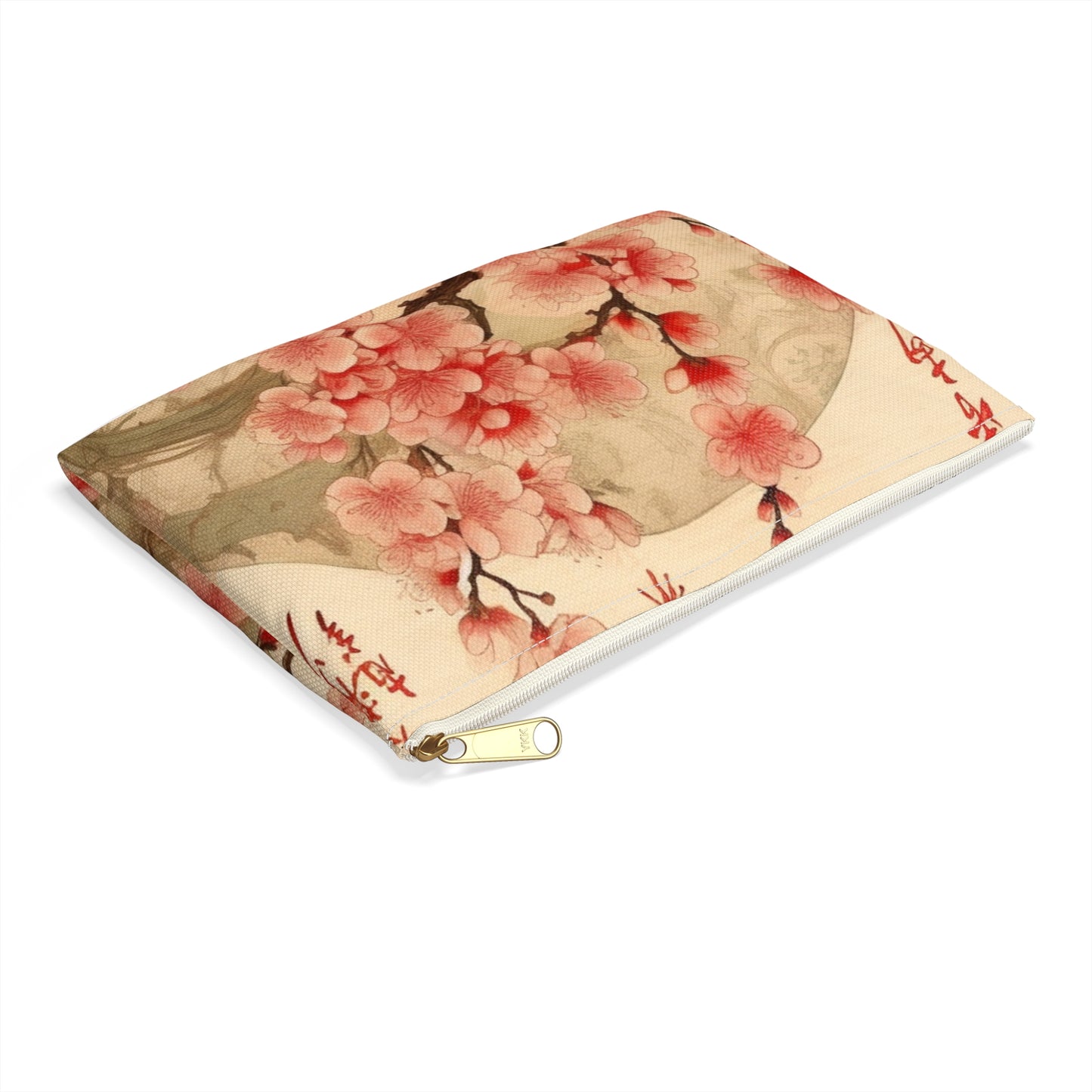 Whimsical Blossom Dreams: Accessory Pouch with Delightful Flower Drawings and Cherry Blossoms