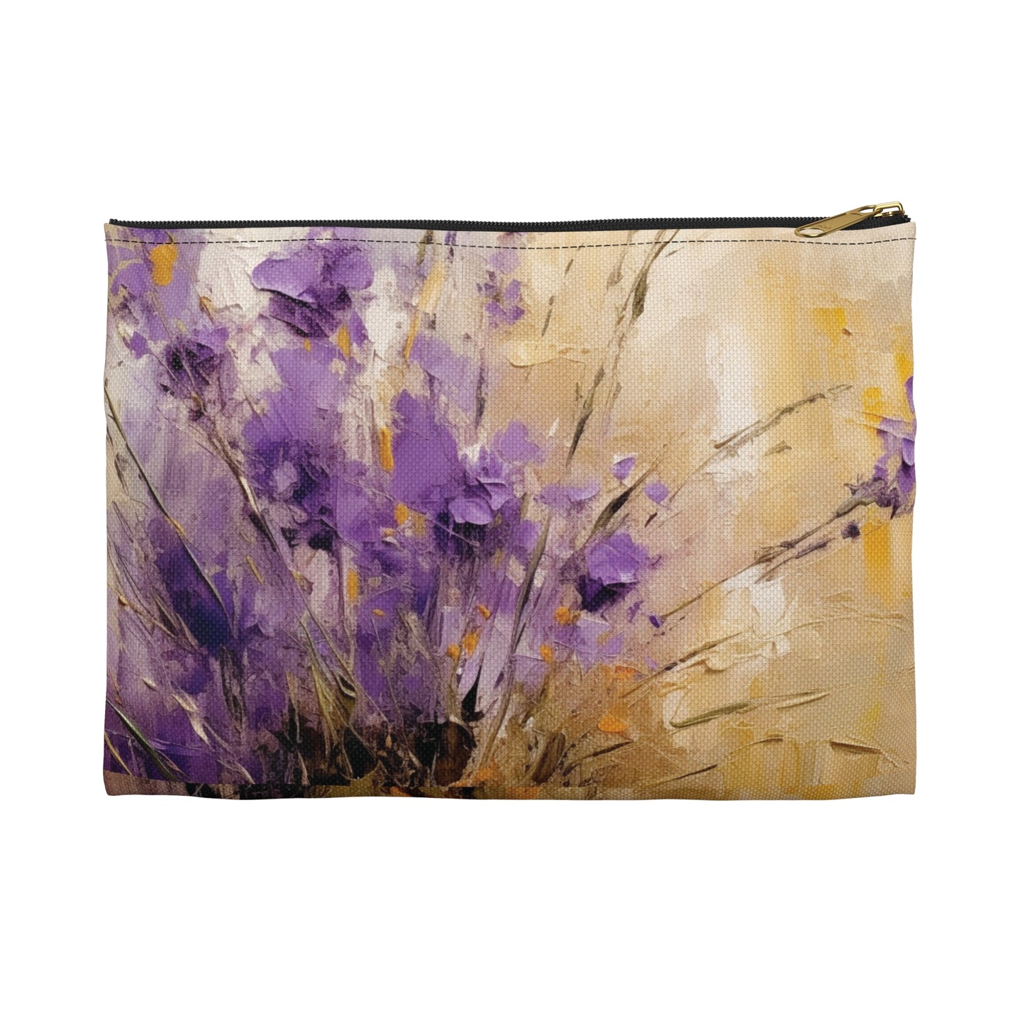 Expressive Lavender Drawing on Accessory Pouch: A Symphony of Colors and Petals