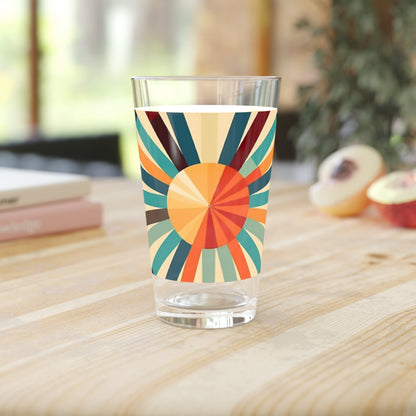 Sip in Style: Starburst Candy Colored Pint Glass with Midcentury Modern Charm