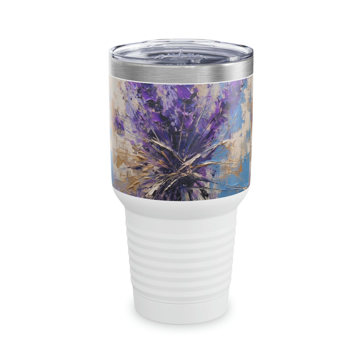 Floral Delight: Ringneck Tumbler with Vibrant Lavender Artistry