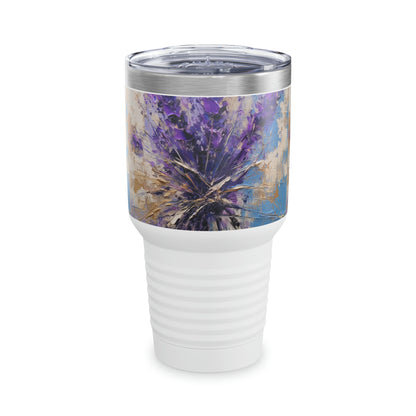 Floral Delight: Ringneck Tumbler with Vibrant Lavender Artistry