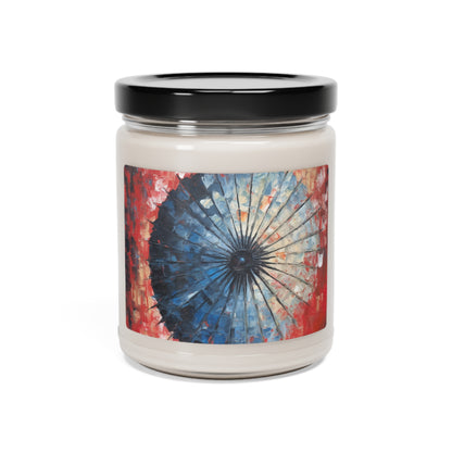 Scented Soy Candle with Abstract Brushstrokes: Painting with a Twist, Japanese Umbrella Edition