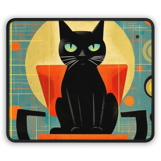 Abstract Cat Expressions: Modern Art-Inspired Midcentury Modern Gaming Mouse Pad with Timeless Atomic Age Design