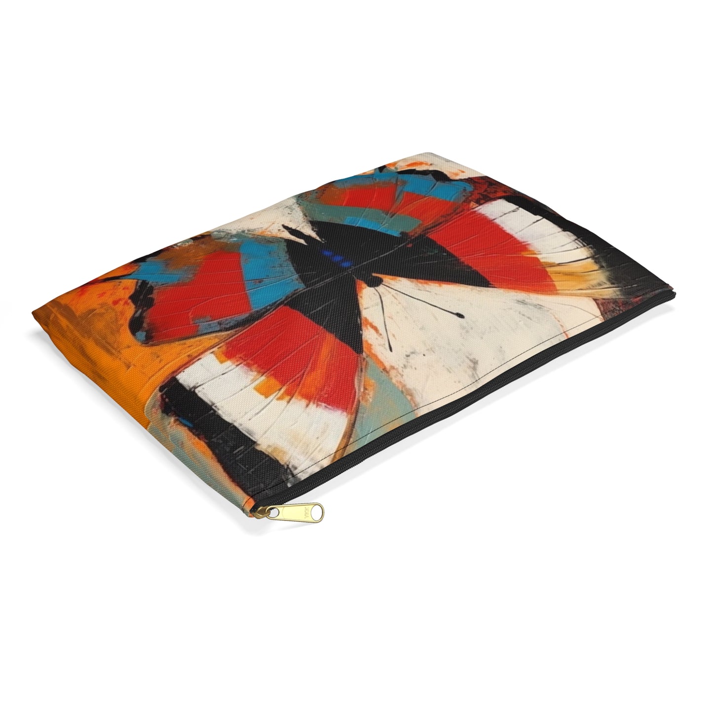 Bauhaus-Inspired Butterfly Symphony: Accessory Pouch with Vibrant Colors and Intricate Details