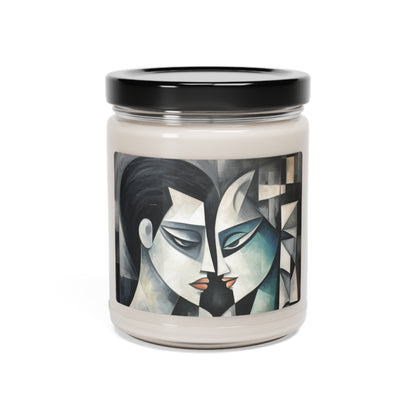 Scented Soy Candle with Cubist Art Finesse and Abstract Flair