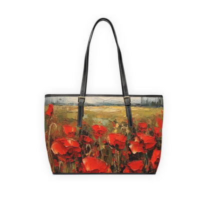 Abstract Poppy Fields: PU Leather Shoulder Bag for Artistic Inspiration