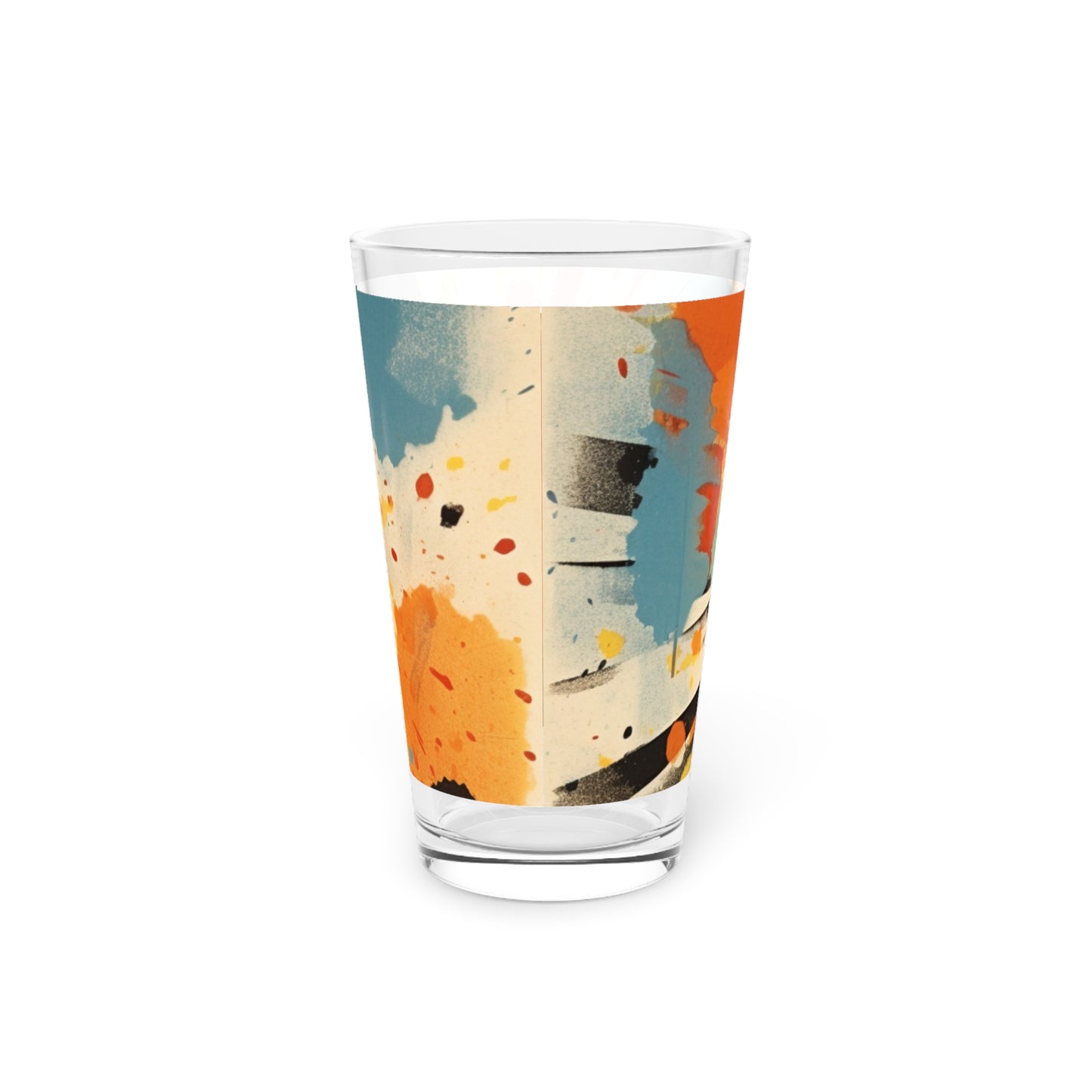 Serenading Silkscreen: Abstract Patchwork Pint Glass