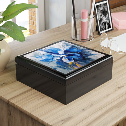 Jewelry Box with Blue Orchid Drawing: A Delicate Tribute to Nature's Splendor