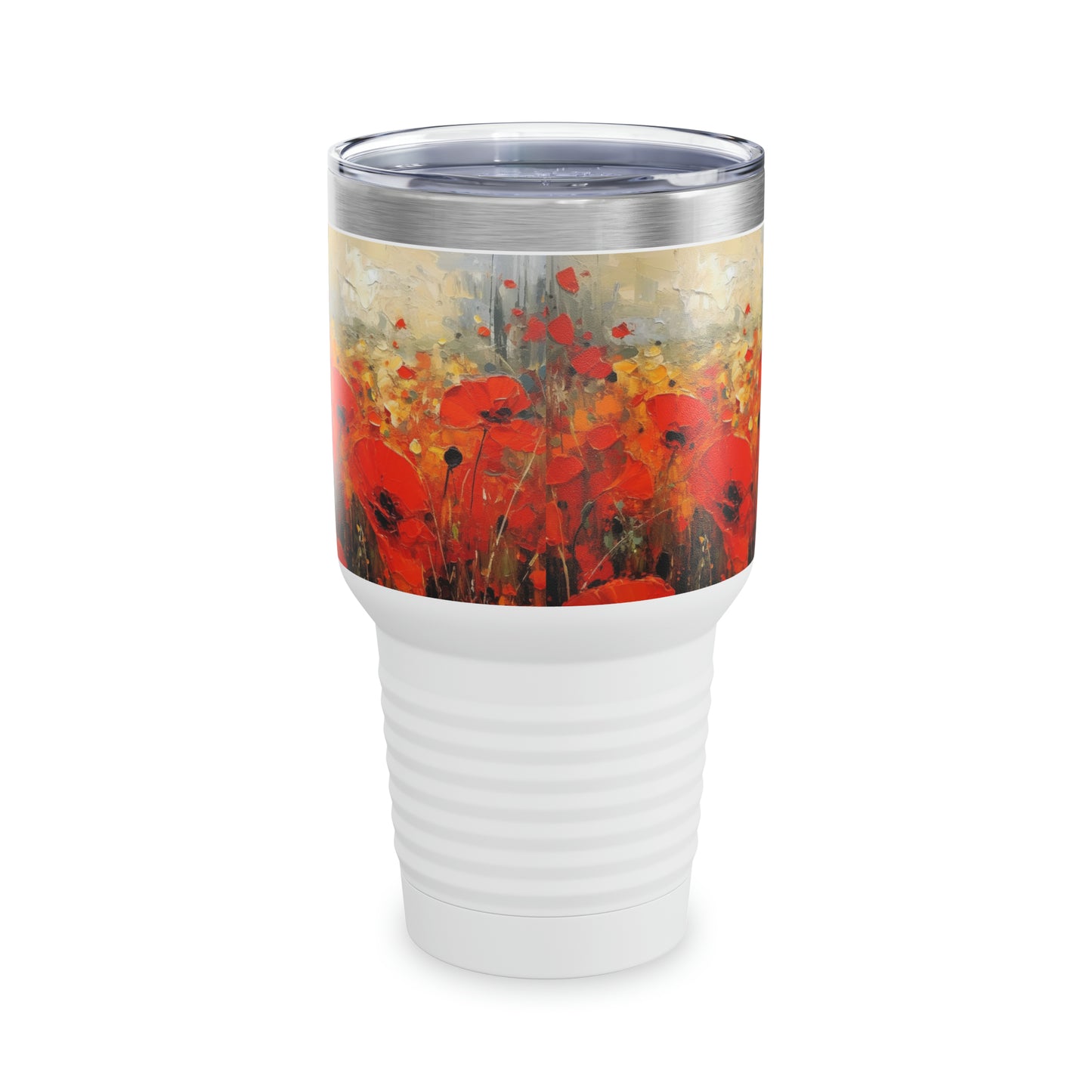 Whimsical Poppy Art on Ringneck Tumbler