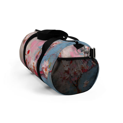 Abstract Backgrounds Duffel Bag: Tranquil Hues and Cherry Blossom Charm