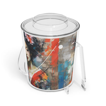 Ice Bucket with Tongs with Geisha Art: Sip in Style with Japanese Artistic Flair