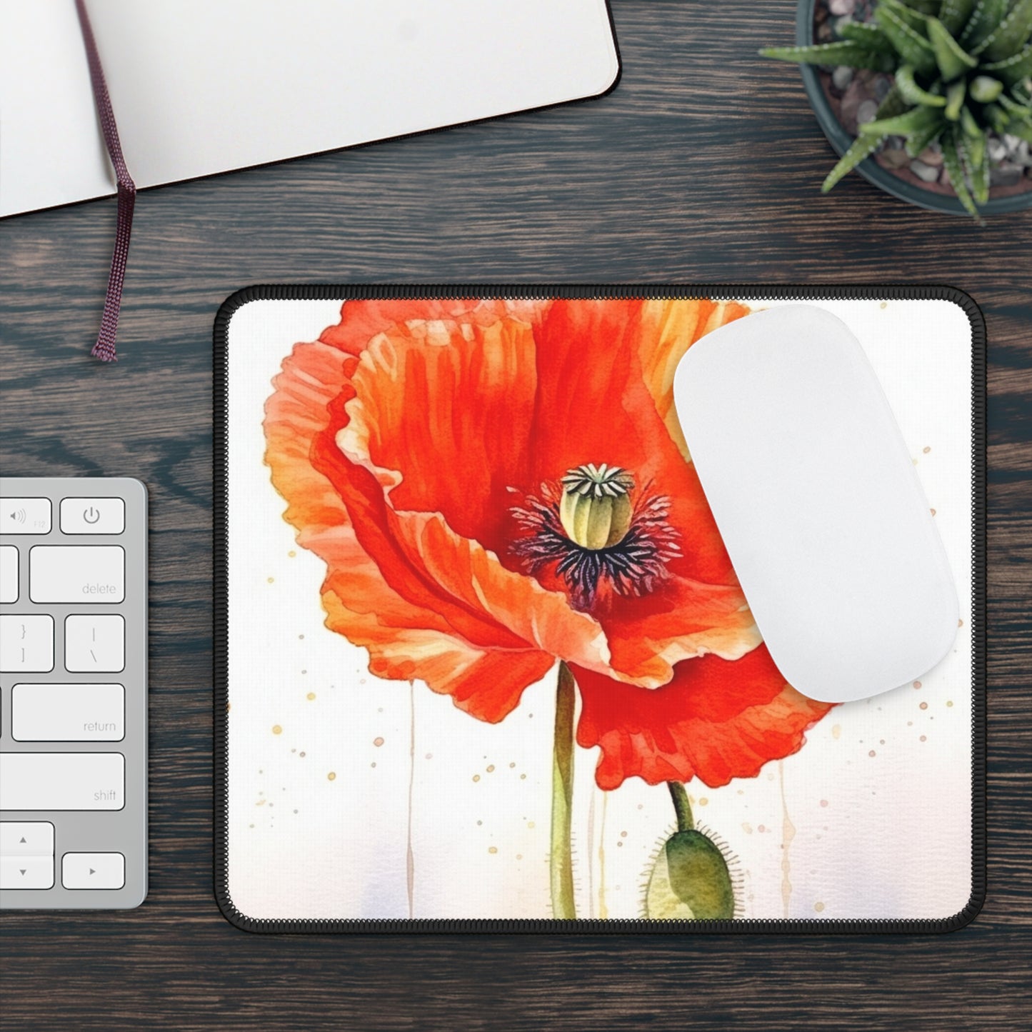 Watercolor Poppy Garden Gaming Mouse Pad: Unleash the Beauty of Nature