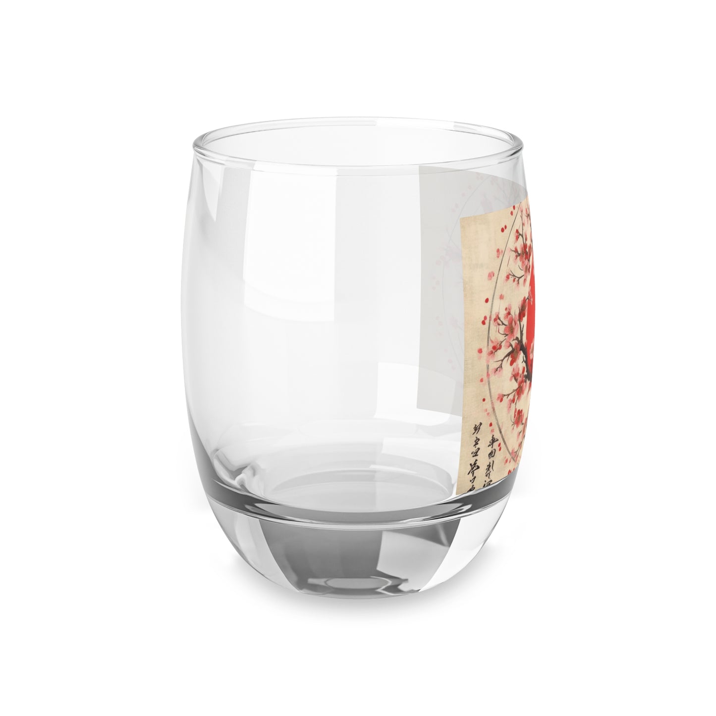 Nature's Brushstrokes: Whiskey Glass Featuring Captivating Cherry Blossom Drawings