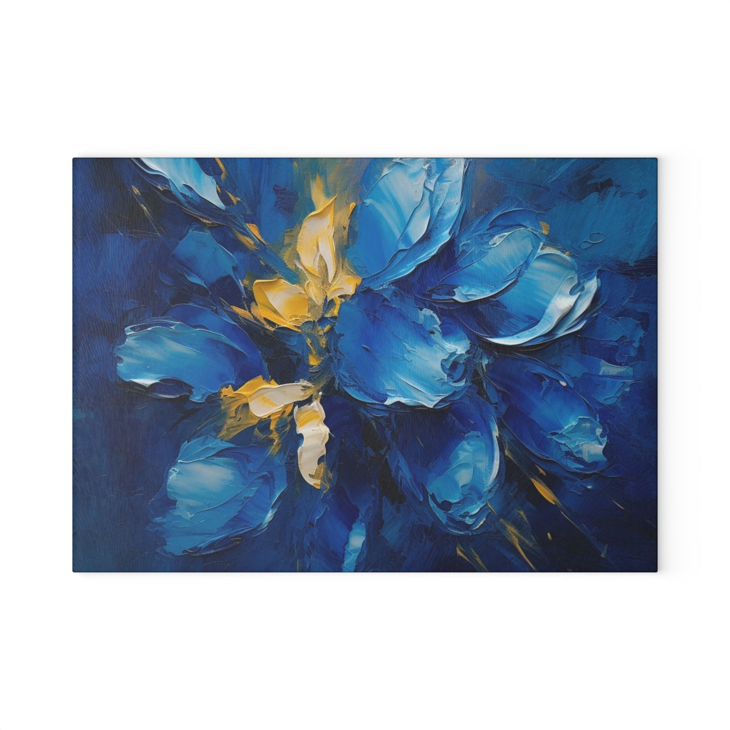 Abstract Wallpaper Glass Cutting Board : Immersive Floral Beauty with Blue Orchid Motif