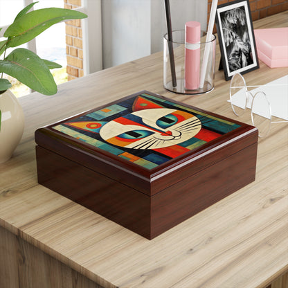 Artistic Vintage Vibes: Picasso-Inspired Midcentury Modern Jewelry Box for Retro Fashion