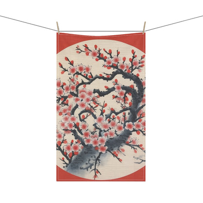 Enchanting Petal Symphony: Kitchen Towel Celebrating Cherry Blossom Tree Drawings