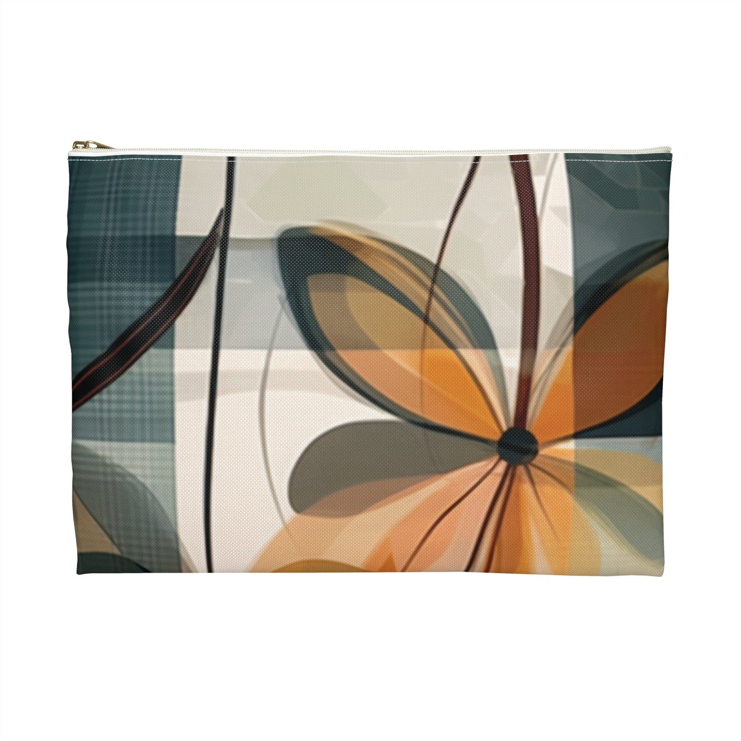 Botanical Chic: Flower Drawings and Minimalist Accessory Pouch Design with Midcentury Flair