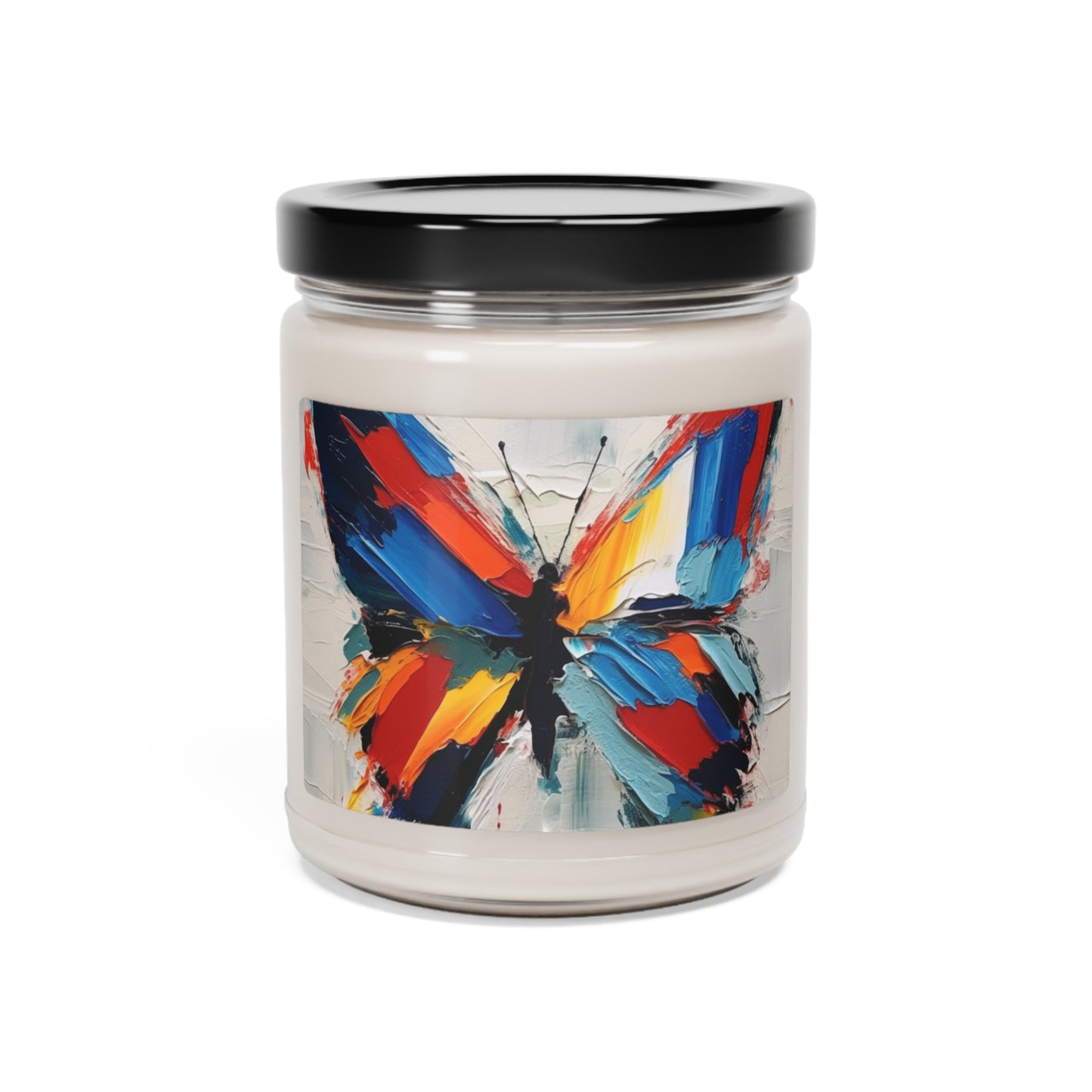 Abstract Scented Soy Candle for Art Lovers: Butterfly-Inspired Delight