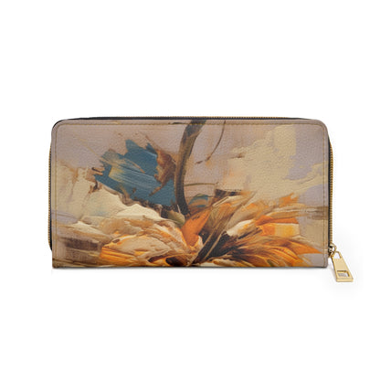 A Brush of Nature's Elegance: Zipper Wallet for Artistic Flower Lovers