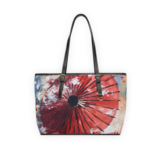 Abstract Japanese Umbrella Painting PU Leather Shoulder Bag